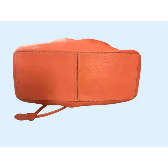 Cole Haan Orange Leather Drawstring Hobo Shoulder Bag Fall - Picture 5 of 8